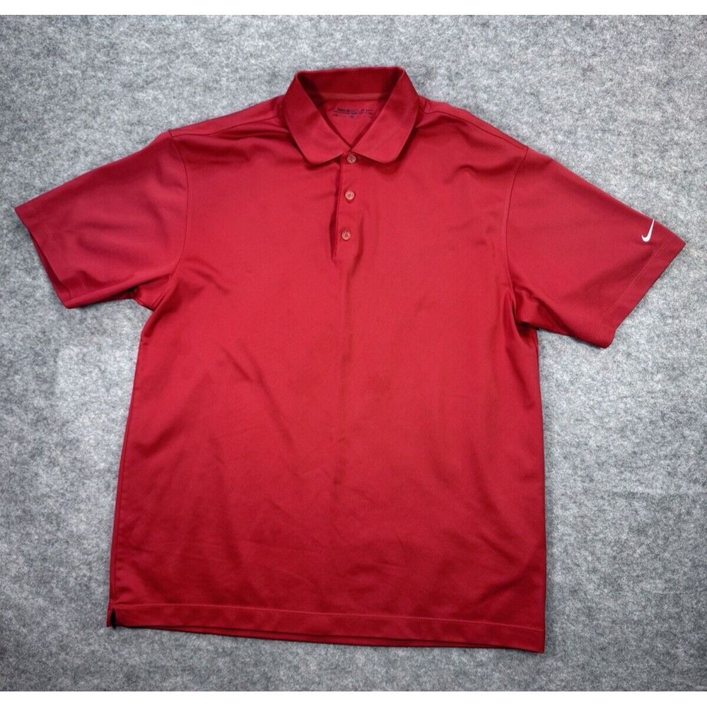 Nike Golf Dri-fit Men XL Polo Shirt Red Short Sleeve Breathable Casual Easy Care